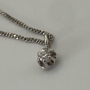 Elegant 14k White Gold Diamond .05ct Pendant 16” Necklace Vintage 1.87g
